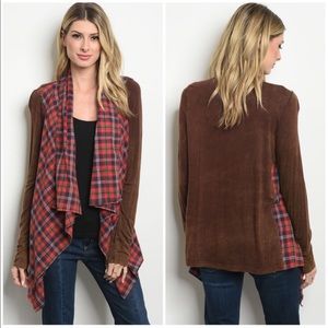 LAST 3‼️⭐️BROWN RED PLAID CHECKERED- Cardigan